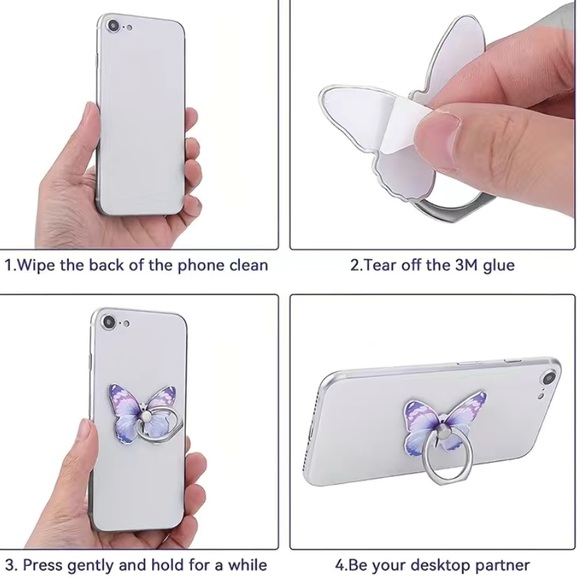 COPY - New Beautiful butterfly phone bracket 360° rotation phone ring holder st… - Picture 4 of 4